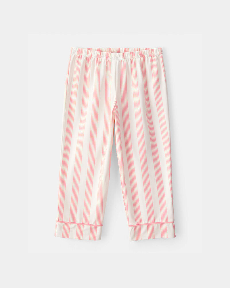 Toddler Girl Striped Loose Fit 2-Piece Pyjama Set - Pink/Ivory, image 3 of 5 slides