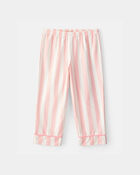 Toddler Girl Striped Loose Fit 2-Piece Pyjama Set - Pink/Ivory, image 3 of 5 slides