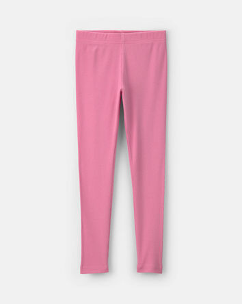 Girls Pull-On Stretch Rib Leggings - Pink, 