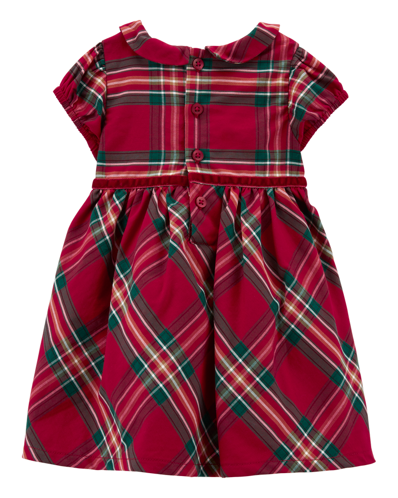 Baby Plaid Sateen Holiday Dress, image 2 of 5 slides