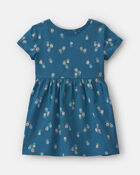 Toddler Girl Floral Short-Sleeve Dress - Navy Blue, image 2 of 4 slides