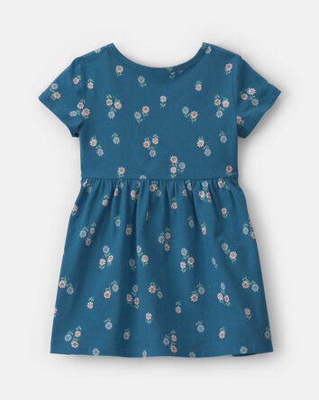 Toddler Girl Floral Short-Sleeve Dress - Navy Blue, 