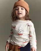 Toddler Otter Print Long-Sleeve Relaxed Graphic Tee - Cream, image 1 of 7 slides