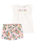Toddler 2-Piece Floral Flutter Top & Poplin Shorts Set
, image 1 of 5 slides