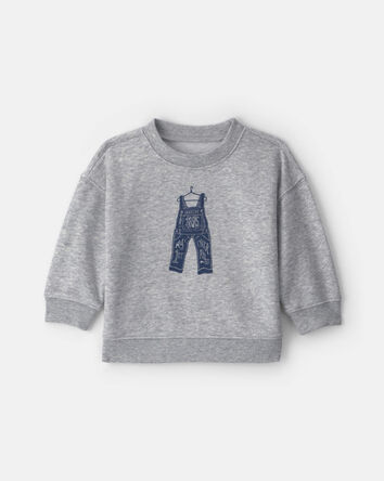 B&eacute;b&eacute; gar&ccedil;on - Chandail en jersey bouclette &agrave; motif salopette &ndash; Gris, 