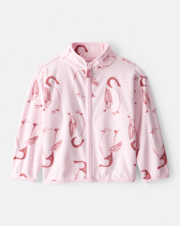 Toddler Girl Penguin Microfleece Zip-Up Jacket - Pink, 