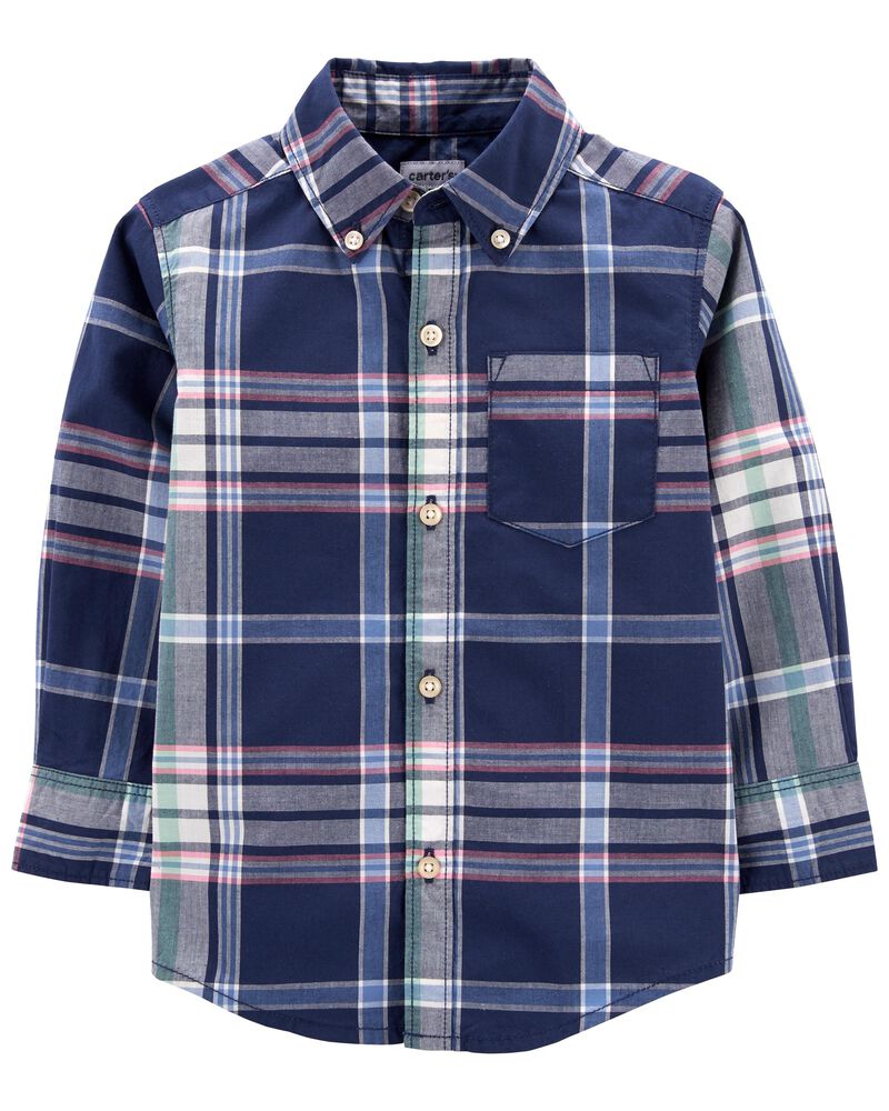 Baby Blue Plaid Button Down, image 1 of 2 slides