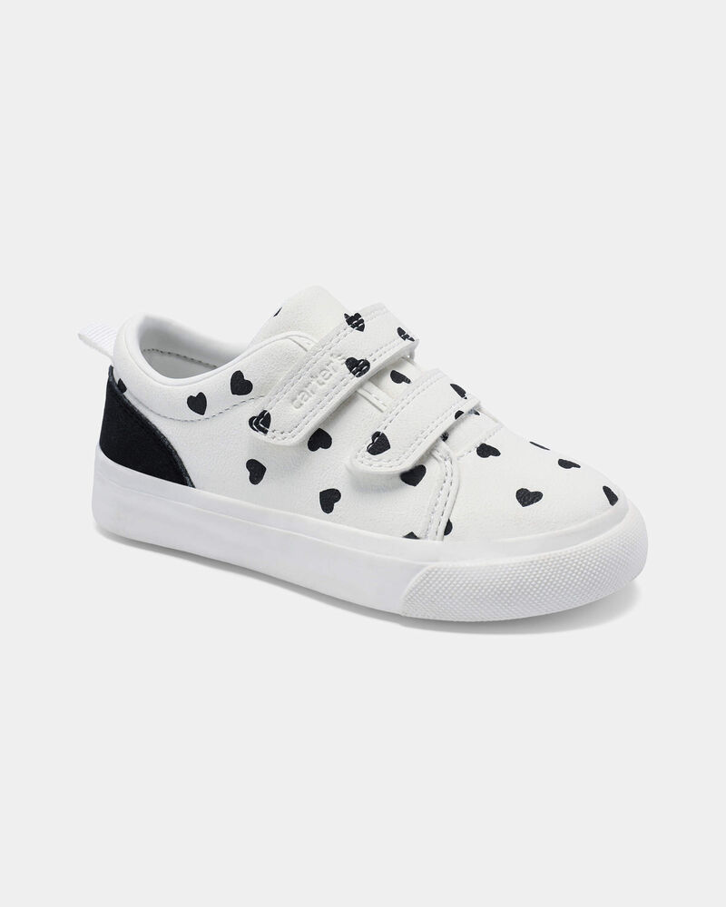 Toddler Girl Heart Print Casual Shoes - White/Black, image 1 of 7 slides