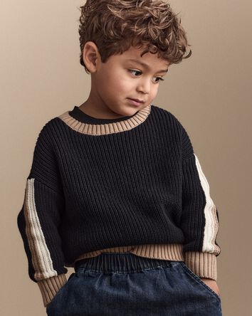 Toddler Campus Pullover Sweater - Black, 