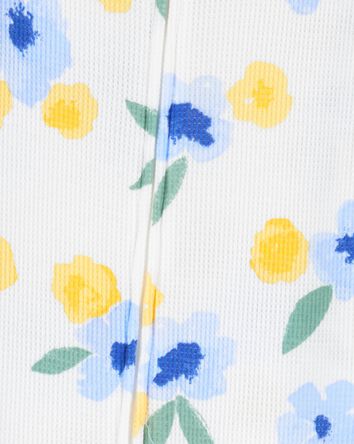 Baby Floral Waffle Knit Footie 1-Piece Pyjamas, 