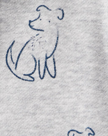 Baby Boy Dog Print Long-Sleeve Hoodie - Grey, 