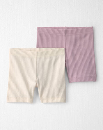 Toddler Girl 2-Pack Organic Cotton Ribbed Pedal Shorts, 