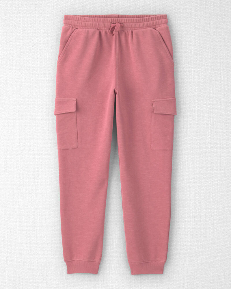 Girls Organic Cotton French Terry Cargo Pants, image 1 of 5 slides