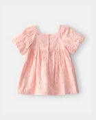 B&eacute;b&eacute; fille - Robe &agrave; manches courtes en tissu ajour&eacute; - Rose, image 2 sur 4 diapositives