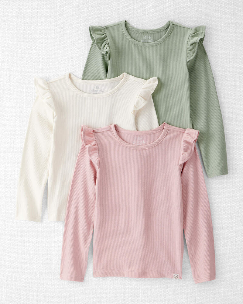 Toddler 3-Pack Organic Cotton Flutter Long-Sleeve Shirts, image 1 of 7 slides