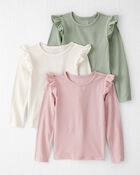 Toddler 3-Pack Organic Cotton Flutter Long-Sleeve Shirts, image 1 of 7 slides