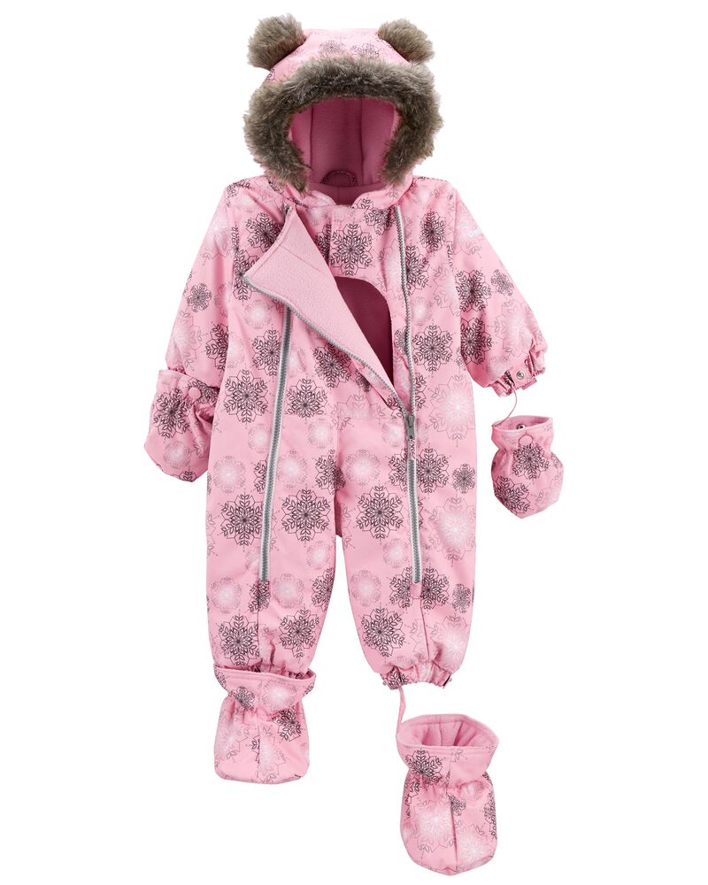 One Piece Snowsuit Winter Snowsuit For Baby Girl Pink, Grey Baby