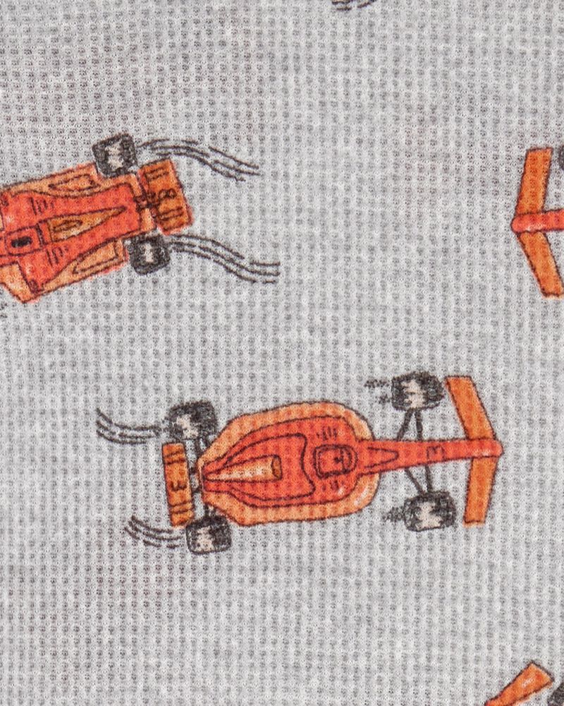 Kid 2-Piece Race Car Thermal Pyjamas - Grey, image 2 of 3 slides