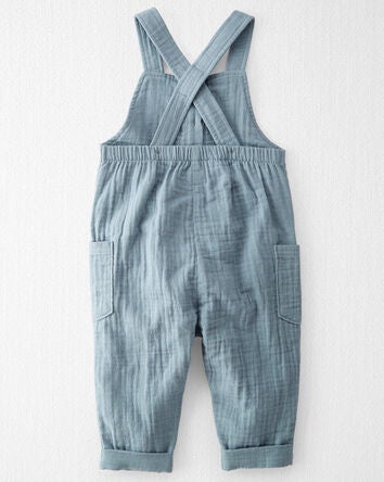 Baby Organic Cotton Gauze Overalls in Blue Creek, 