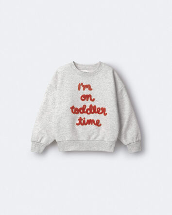 Tout-petit - Chandail &agrave; manches chauve-souris &laquo;I&rsquo;m on toddler time&raquo; - Gris chin&eacute;, 