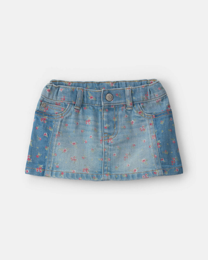 B&eacute;b&eacute; fille - Jupe en denim &agrave; motif floral - D&eacute;lav&eacute; clair, image 1 sur 2 diapositives