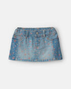 B&eacute;b&eacute; fille - Jupe en denim &agrave; motif floral - D&eacute;lav&eacute; clair, image 1 sur 2 diapositives
