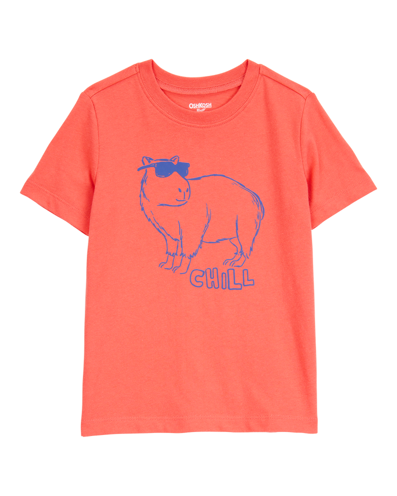 Tout-petit T-shirt à manches courtes imprimé de capybara - Rouge, image 1 sur 3 diapositives
