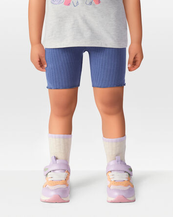 Enfant en bas âge Short extensible en tissu côtelé - Bleu, 