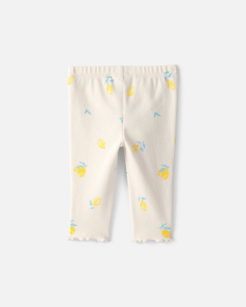 Baby Girl Lemon Rib Pants - Ivory, image 2 of 4 slides