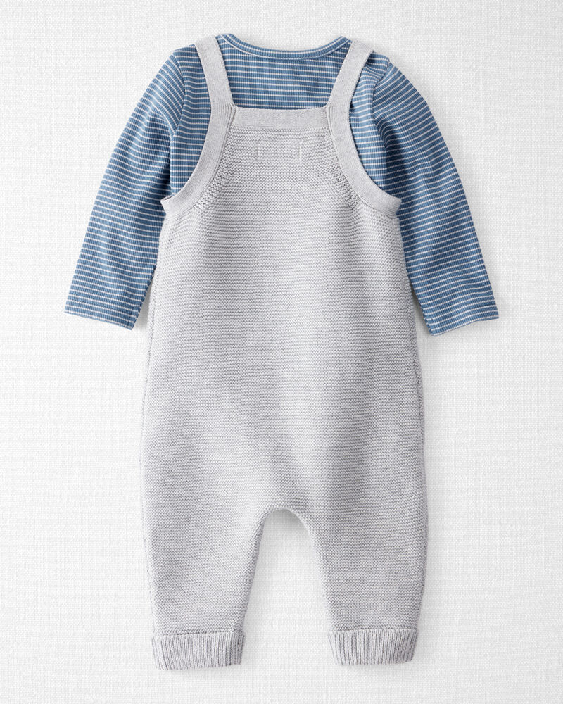 Baby Boy 2-Piece Organic Cotton Overall Set - Blue, image 2 of 7 slides