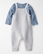 Baby Boy 2-Piece Organic Cotton Overall Set - Blue, image 2 of 7 slides