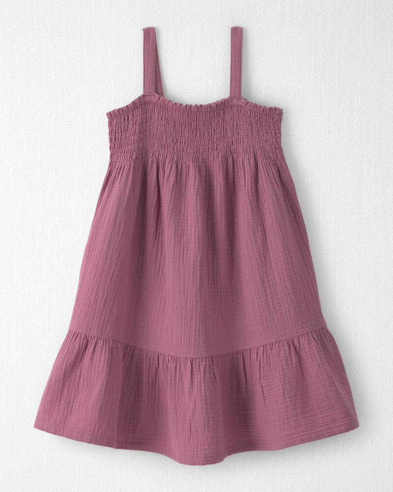 Filles - Robe en gaze &agrave; smocks en coton biologique, image 1 sur 4 diapositives