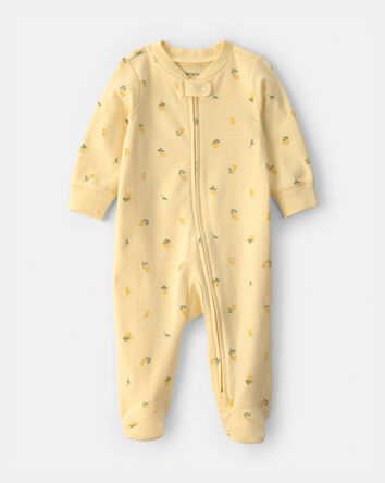 B&eacute;b&eacute; - Grenouill&egrave;re en 100 % coton avec fermeture &agrave; glissi&egrave;re &agrave; 2 sens et motif de citrons - Jaune, 