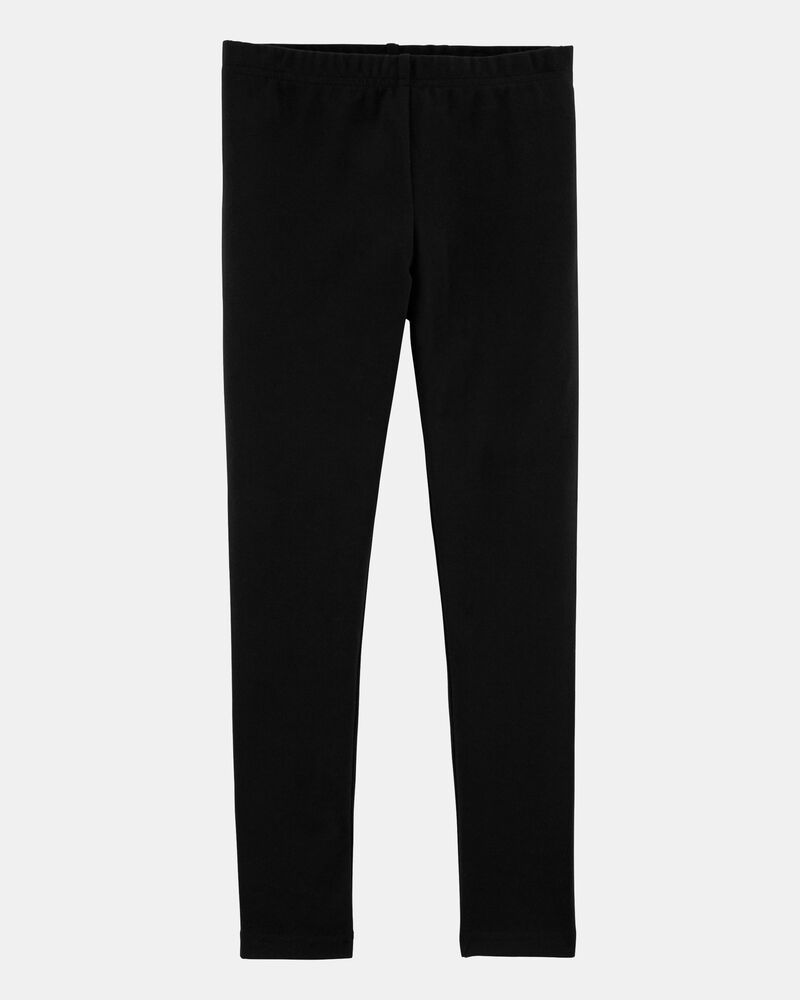Girls Cotton Stretch Leggings - Black, image 1 of 4 slides