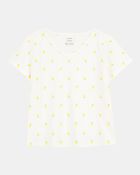 Kid Lemon Print Short-Sleeve Fashion Top - Ivory, image 1 of 3 slides