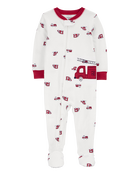 Toddler 1-Piece Firetruck 100% Snug Fit Cotton Footie Pyjamas, image 1 of 4 slides