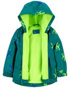 Baby Fleece Lined Dino Rain Jacket, image 2 of 3 slides