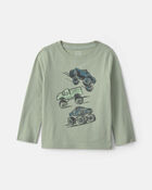 Tout-petit gar&ccedil;on - T-shirt manches longues &agrave; imprim&eacute; camions monstres - Vert, image 1 sur 2 diapositives