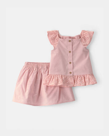 Tout-petit fille - Ensemble 2 pi&egrave;ces haut et jupe - Rose, 