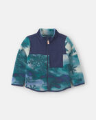 Blouson en molleton &agrave; fermeture &agrave; glissi&egrave;re et motif de flocons de neige &ndash; Vert/Bleu marine, image 1 sur 2 diapositives