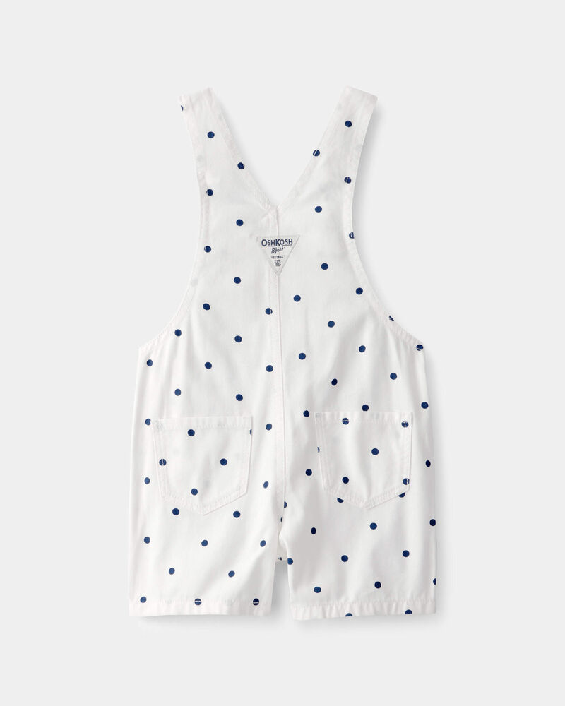 Toddler Girl Polka Dot Shortalls - White/Blue, image 2 of 4 slides