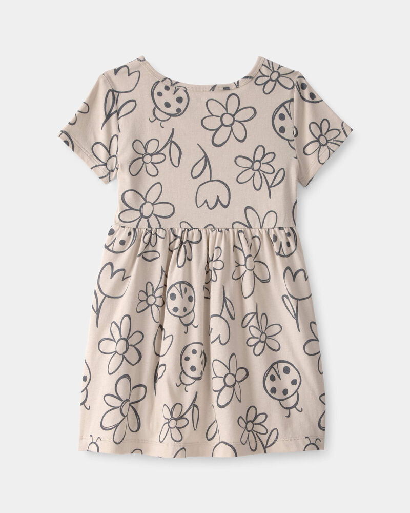 Tout-petit fille - Robe &agrave; manches courtes, fleurs et coccinelles - Brun, image 2 sur 3 diapositives