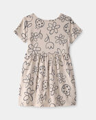 Tout-petit fille - Robe &agrave; manches courtes, fleurs et coccinelles - Brun, image 2 sur 3 diapositives