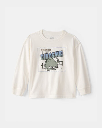 Tout-petit gar&ccedil;on - T-shirt &agrave; manches longues, dinosaures - Ivoire, 