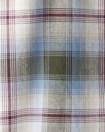 Garçons - Chemise boutonnée à manches longues en coton à motif écossais - Bleu, 