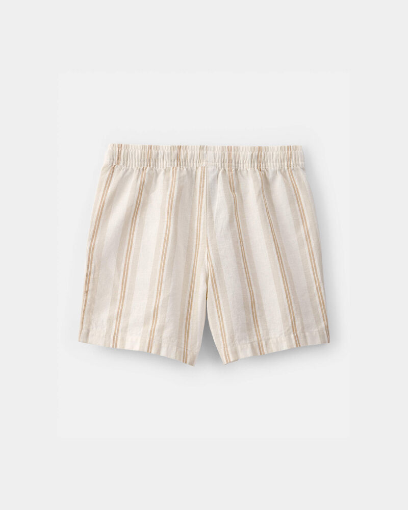 Boys Striped Linen Shorts - Tan/Ivory, image 2 of 4 slides