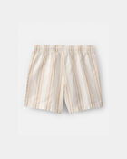 Boys Striped Linen Shorts - Tan/Ivory, image 2 of 4 slides