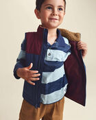 Toddler Boy Color Block Teddy Fleece Vest - Navy Blue/Burgundy, image 4 of 6 slides
