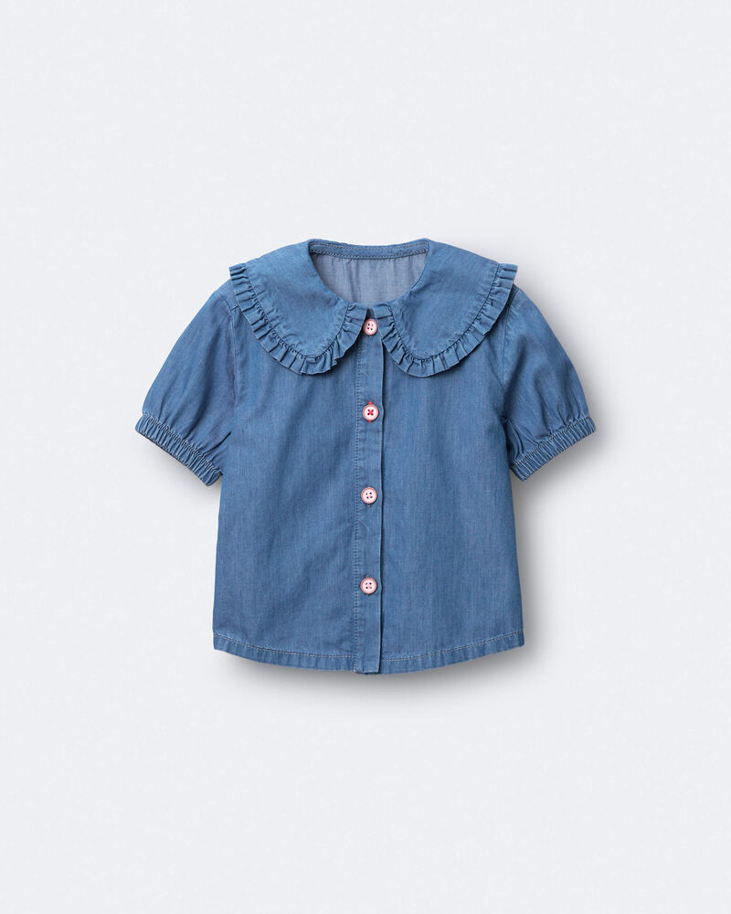 Tout-petit fille - Haut &agrave; col Claudine en chambray, image 2 sur 6 diapositives