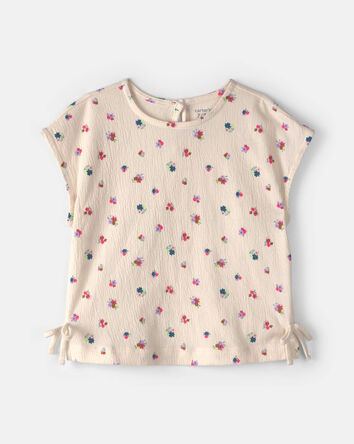 Girls Floral Short-Sleeve Top - Cream, 
